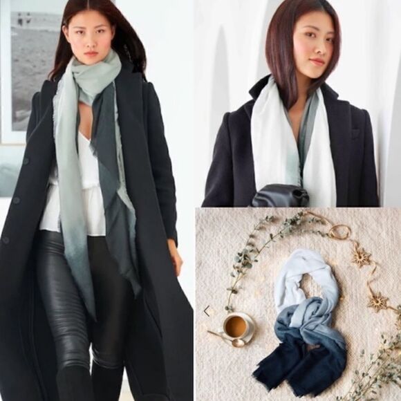 Cushnie Grey Horizon Ombre Scarf Wrap 45” x 75” - Picture 3 of 4